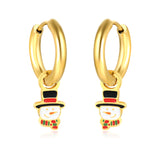 Children's Christmas snowman drop earrings gold color