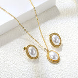 15.2*19.2mm Lace Oval with White Pearl Set