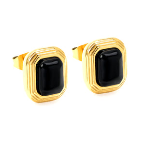 Rectangle with Black Zirconia Earrings 10.3*12.2mm