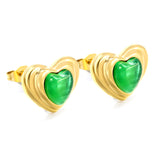 Black & Green Diamond Heart Earrings 15*11mm