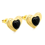 Black & Green Diamond Heart Earrings 15*11mm