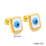 Rectangle with multi-color eyeballs multi-color bottom drop earrings 9*11mm