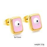 Rectangle with multi-color eyeballs multi-color bottom drop earrings 9*11mm