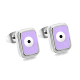 Rectangle with multi-color eyeballs multi-color bottom drop earrings 9*11mm