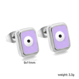 Rectangle with multi-color eyeballs multi-color bottom drop earrings 9*11mm