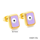 Rectangle with multi-color eyeballs multi-color bottom drop earrings 9*11mm