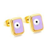 Rectangle with multi-color eyeballs multi-color bottom drop earrings 9*11mm