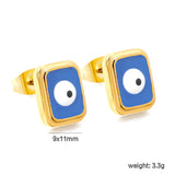 Rectangle with multi-color eyeballs multi-color bottom drop earrings 9*11mm