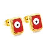 Rectangle with multi-color eyeballs multi-color bottom drop earrings 9*11mm