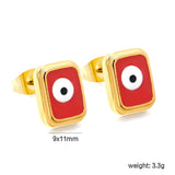 Rectangle with multi-color eyeballs multi-color bottom drop earrings 9*11mm