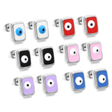 Rectangle with multi-color eyeballs multi-color bottom drop earrings 9*11mm