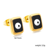 Rectangle with multi-color eyeballs multi-color bottom drop earrings 9*11mm