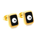 Rectangle with multi-color eyeballs multi-color bottom drop earrings 9*11mm