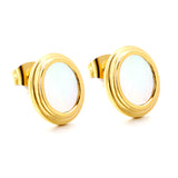 Step Lace Oval with White Shell Earrings 11*13mm