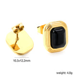 Rectangle with Black Zirconia Earrings 10.3*12.2mm