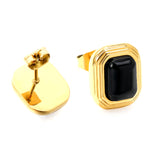 Rectangle with Black Zirconia Earrings 10.3*12.2mm