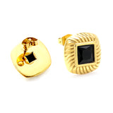 Square with Black Zirconia Earrings 12.2*12.2mm