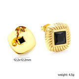 Square with Black Zirconia Earrings 12.2*12.2mm