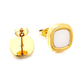 Square with White Shell Earrings 10*10mm