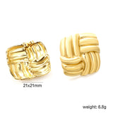 Square Knitted Earrings 21*21mm Gold Color