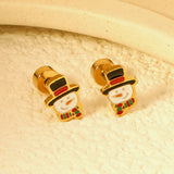 Children's Christmas cartoon snowman drop earrings gold color