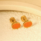 Children's Halloween Christmas models cartoon pumpkin twist plug earrings gold color