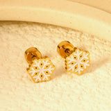 Children's Christmas winter snowflake twist plug earrings gold color