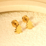 Children's Christmas Glossy Tree Shape Twist Earrings gold color