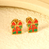 Children's Christmas Gift Twisted Plug Earrings Gold