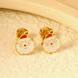 Children's Christmas Santa Claus twist plug earrings gold color