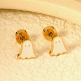 Children's Halloween Christmas models cartoon ghost twist plug earrings gold color