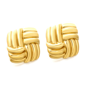 Square Knitted Earrings 21*21mm Gold Color