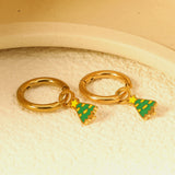 Children's Christmas Tree 6*13.5mm drop ear clips gold color