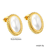 Lace Oval with White Pearl Earrings 15.2*19.2mm