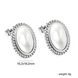 Lace Oval with White Pearl Earrings 15.2*19.2mm