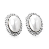 Lace Oval with White Pearl Earrings 15.2*19.2mm