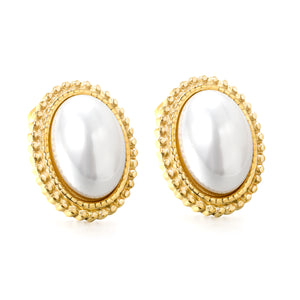 Lace Oval with White Pearl Earrings 15.2*19.2mm