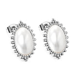 Loose Bead Edge Oval with White Pearl Earrings 14.8*21mm