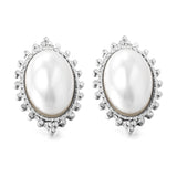 Loose Bead Edge Oval with White Pearl Earrings 14.8*21mm