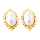 Loose Bead Edge Oval with White Pearl Earrings 14.8*21mm