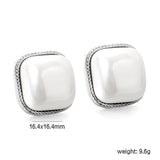 Lace Square with White Pearl Earrings 16.4*16.4mm