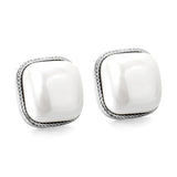 Lace Square with White Pearl Earrings 16.4*16.4mm