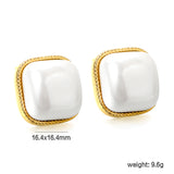 Lace Square with White Pearl Earrings 16.4*16.4mm