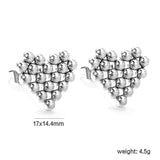 Heart Shaped Steel Bead Earrings 17*14.4mm