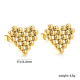 Heart Shaped Steel Bead Earrings 17*14.4mm