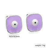 Lace Square with Multi-color Eyelets Multi-color Bottom Oil Drop Earrings 16.5*16.5mm