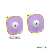 Lace Square with Multi-color Eyelets Multi-color Bottom Oil Drop Earrings 16.5*16.5mm