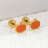 Children's Halloween Christmas models cartoon pumpkin twist plug earrings gold color