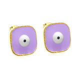 Lace Square with Multi-color Eyelets Multi-color Bottom Oil Drop Earrings 16.5*16.5mm