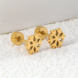 Children's Christmas cartoon winter snowflake twist plug earrings gold color